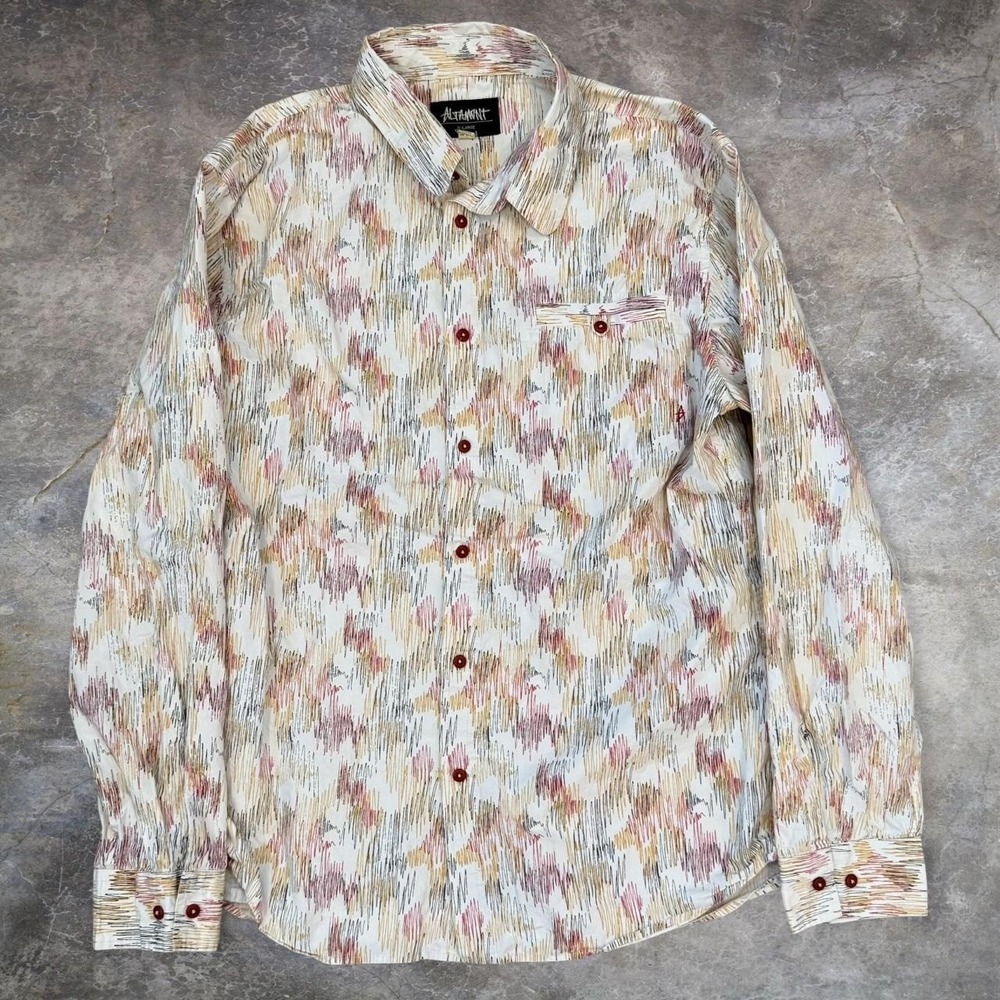 Altamont Button AOP Long Sleeve Shirt Men's Size XL Skater Preppy 2010s